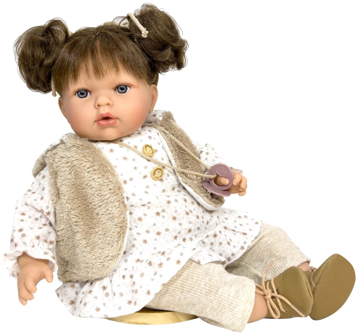 Nines d Onil Babypop Tita Mousseline Bruin 45 cm